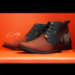 Sastrería botín rojo-negro cuero hombre D7 especial