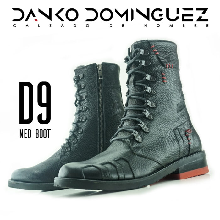 Sastrería bota cuero hombre D9 black-red Tapilla - Image 2