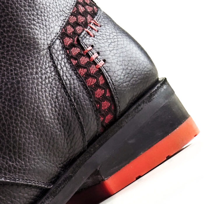 D9 Neo Black-Red men's leather-fabric boots - Image 4