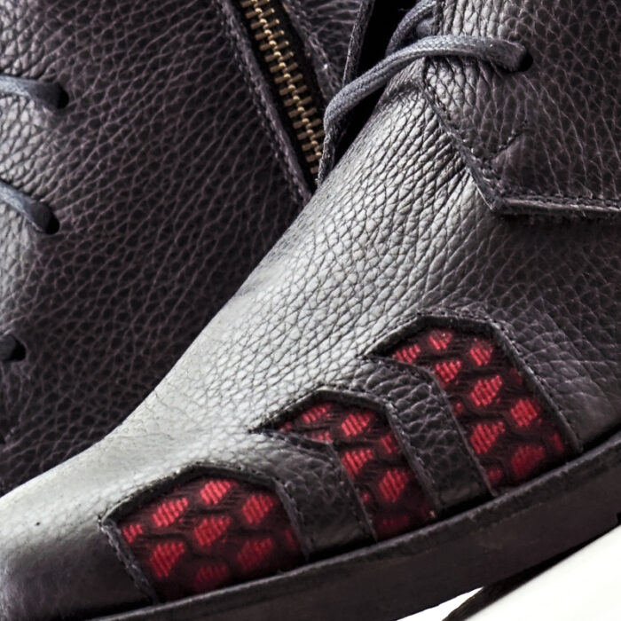 D9 Neo Black-Red men's leather-fabric boots - Image 3