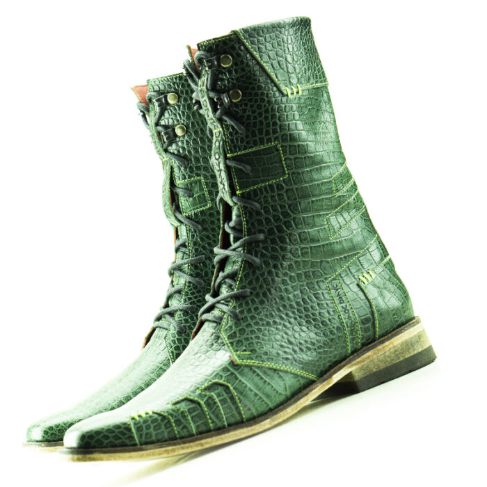 D9 Neo Green-Red men's leather-fabric boots - Image 2