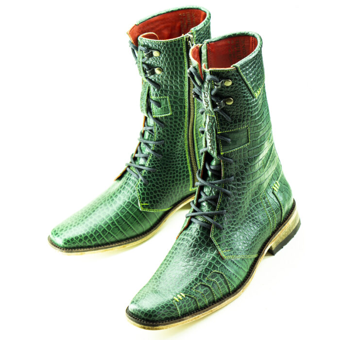D9 Neo Green-Red men's leather-fabric boots - Image 3