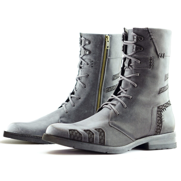 D9 Neo Grey-Orange men's leather-fabric boots - Image 9