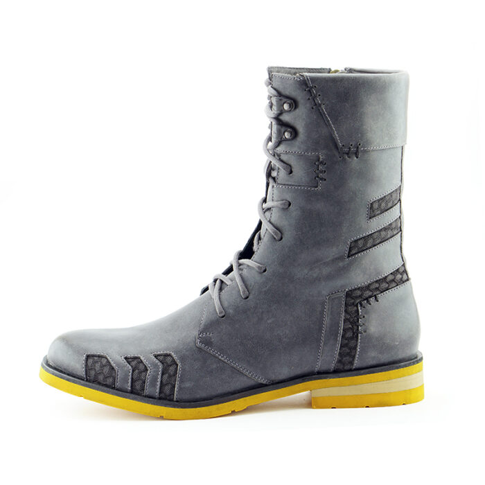 D9 Neo Grey-Orange men's leather-fabric boots - Image 6