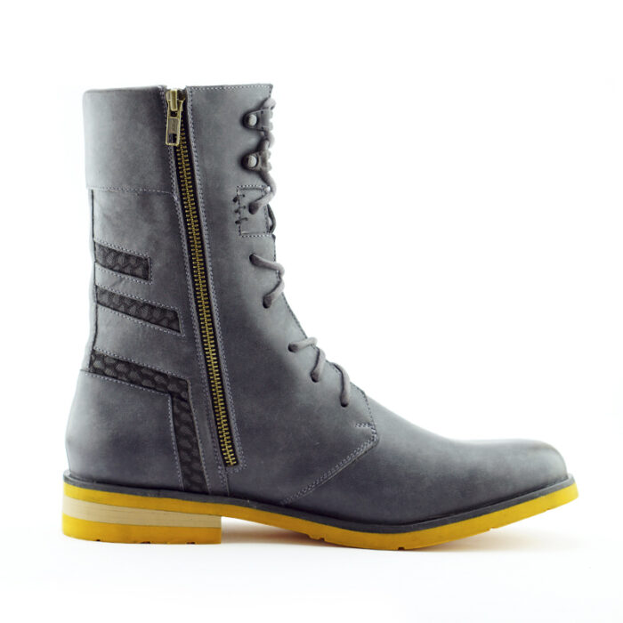 D9 Neo Grey-Orange men's leather-fabric boots - Image 4