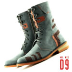 D9 Rodriver Grey-Red men's leather-fabric boots