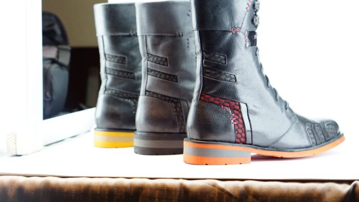 D9 Neo Black-Red men's leather-fabric boots - Image 10